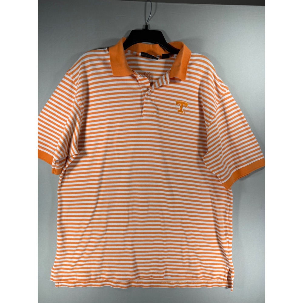 Ashworth Mens Tennessee Volunteers Polo Shirt XL Orange White Striped NCAA Golf